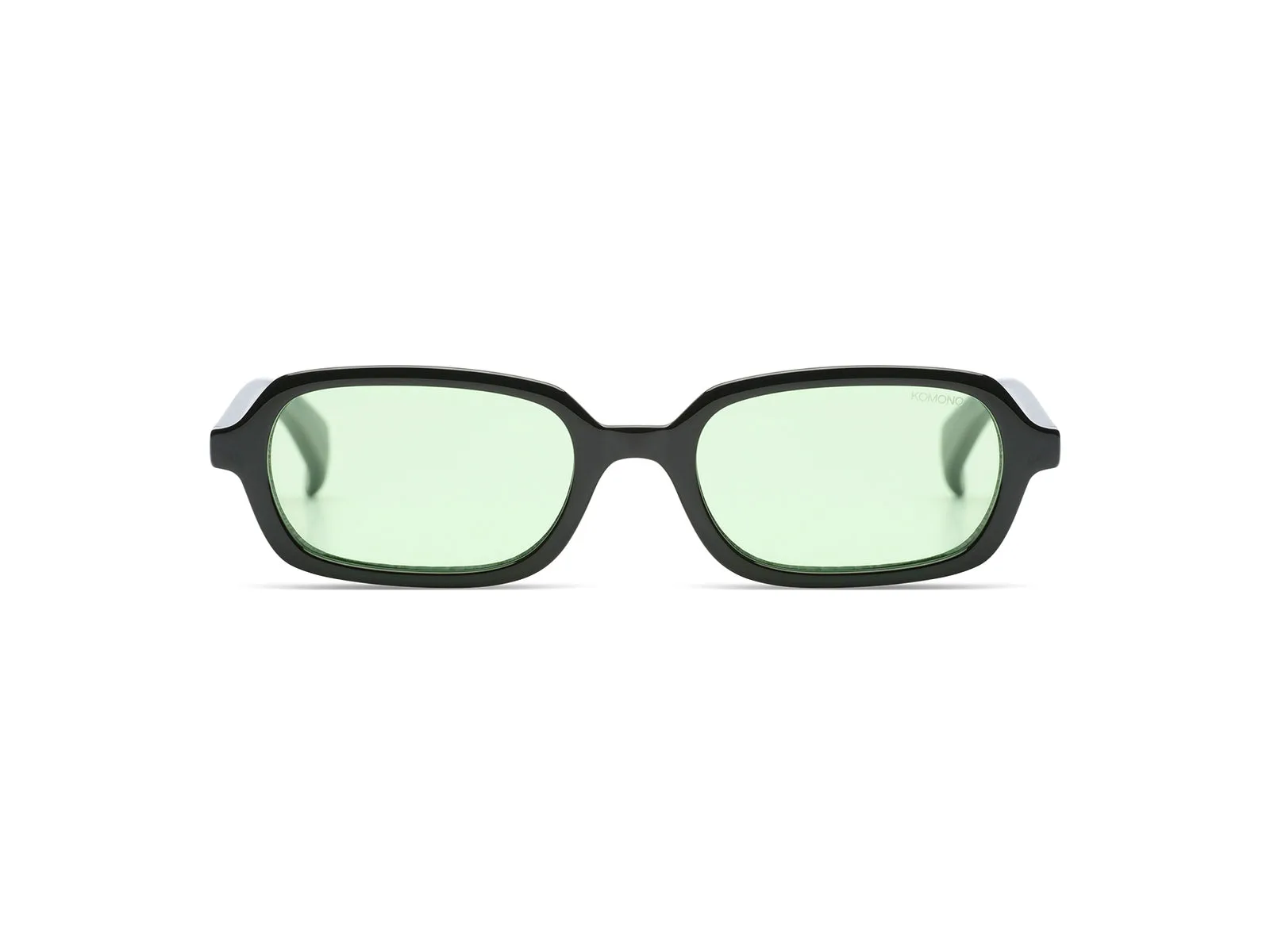 Lunettes de soleil Komono Hayden, monture rectangulaire en acétate noir et verres verts